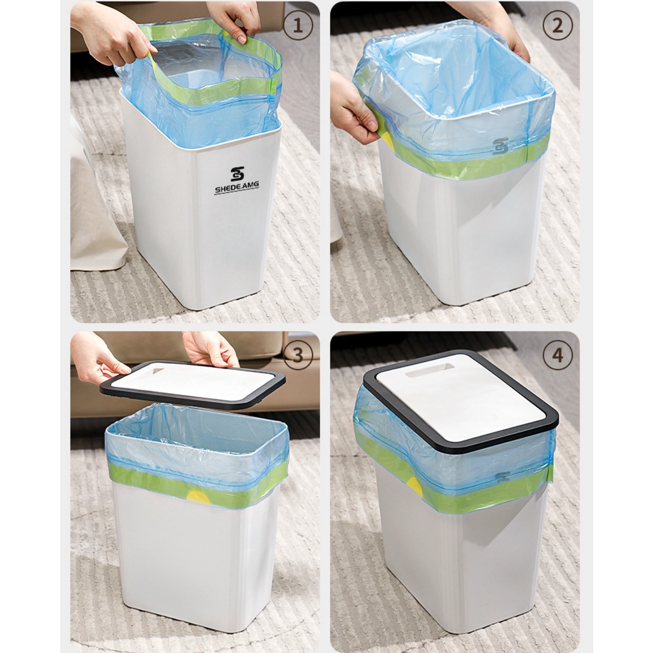 Thùng Rác Nắp Bật 13 Lít, Nắp Có Nhấn Nút Thiết Kế Đẹp Và Thể Tích Lớn Cho Nhiều Phòng TR3