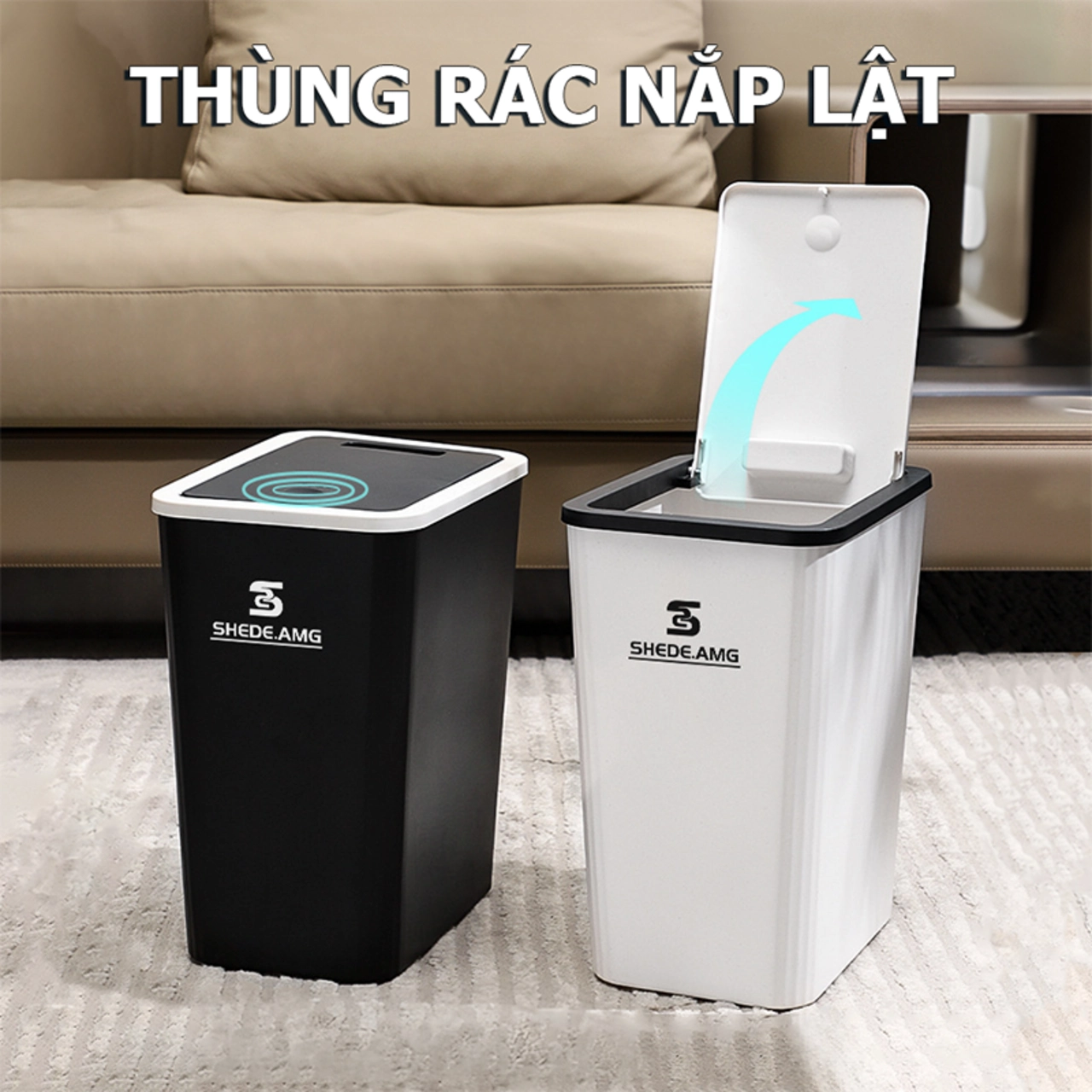 Thùng Rác Nắp Bật 13 Lít, Nắp Có Nhấn Nút Thiết Kế Đẹp Và Thể Tích Lớn Cho Nhiều Phòng TR3