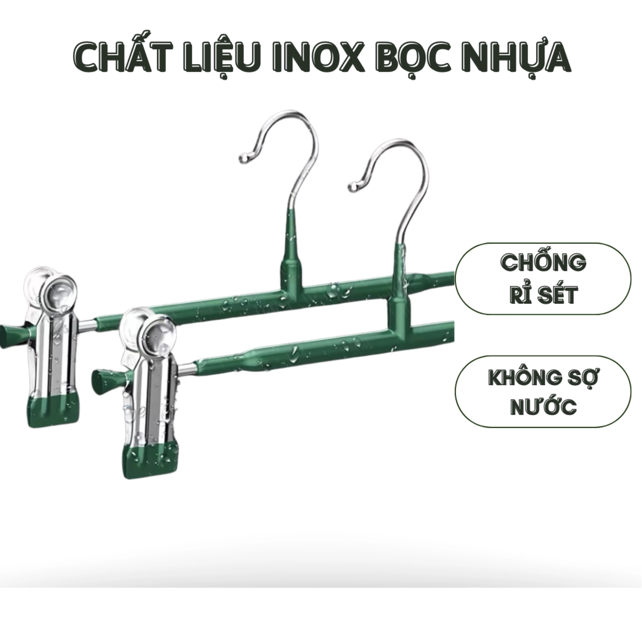 Móc Kẹp Quần Áo Inox Bọc Nhựa Cao Su Chống Trơn Trượt Không Để Lại Vết Hằn Trên Vải - FL55